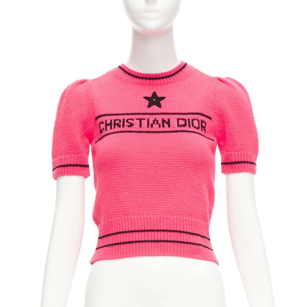 Dior Puff Sleeve Sweater Pink Wool Never worn - Front View