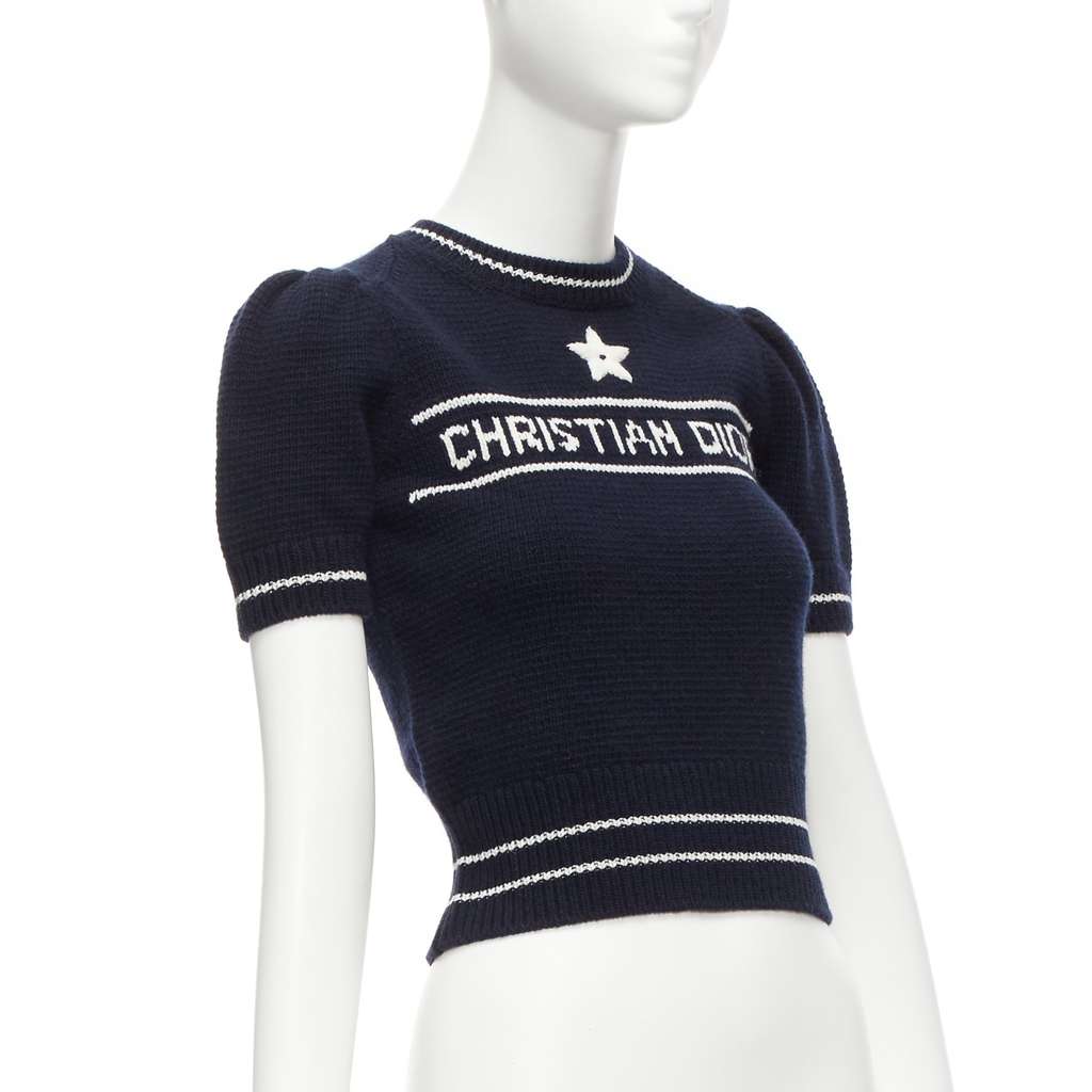 Dior Navy Puff Sweater Navy Wool Never worn - Inside View