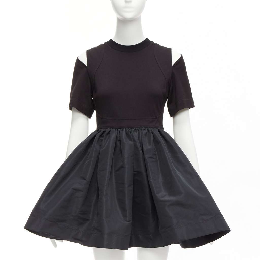 Alexander McQueen Cold Shoulder Dress Black Cotton Never worn - Front View