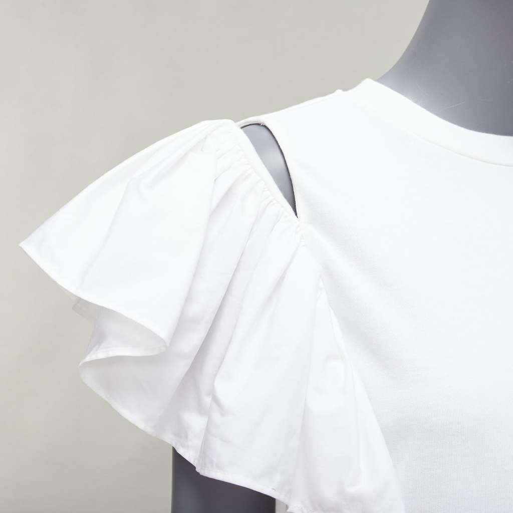 Alexander McQueen Ruffled Flared Dress White Cotton Very good - Back View
