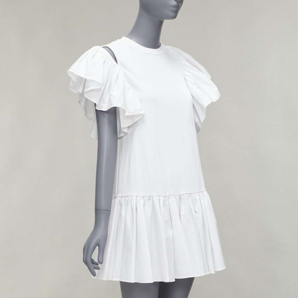 Alexander McQueen Ruffled Flared Dress White Cotton Very good - Inside View