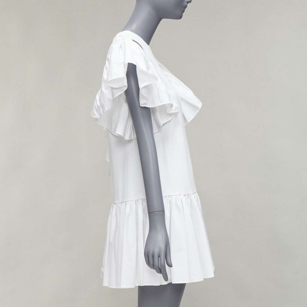 Alexander McQueen Ruffled Flared Dress White Cotton Very good - Model View