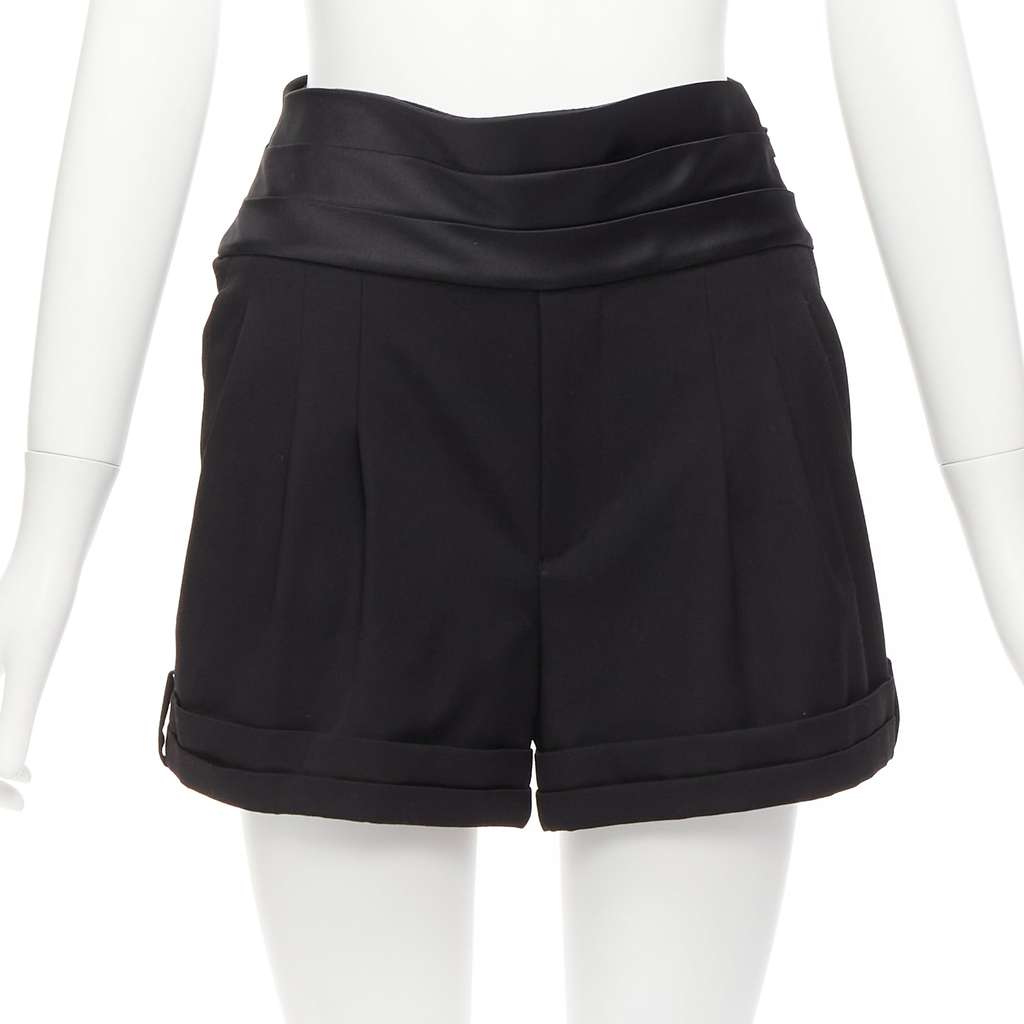 Saint Laurent Cumberband Wool Shorts Black Wool Never worn - Inside View