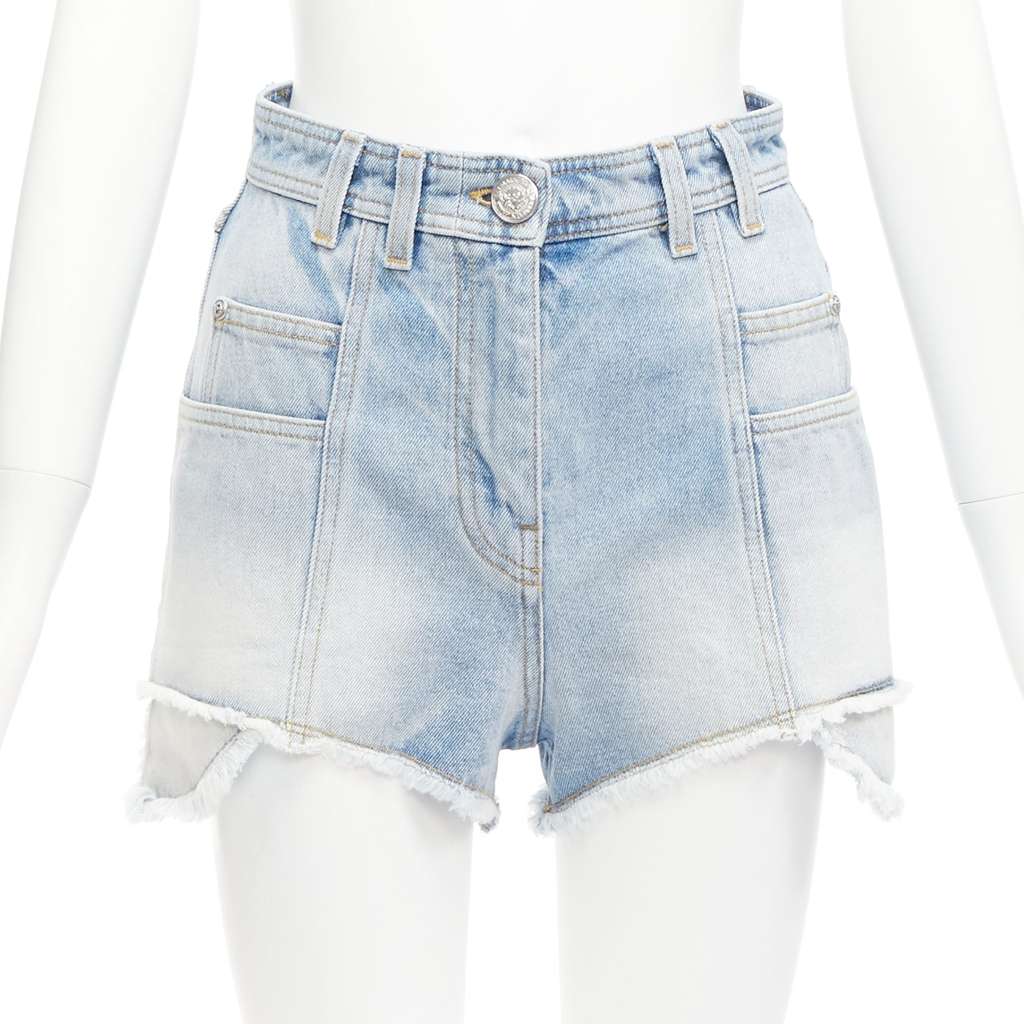 Balmain Cargo Denim Shorts Blue Cotton Never worn - Front View