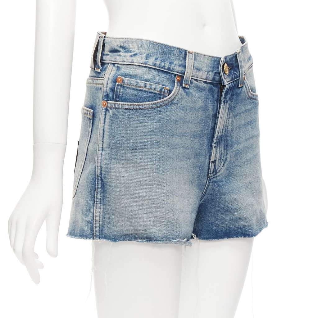 Gucci Graffiti Denim Shorts Blue Never worn - Model View