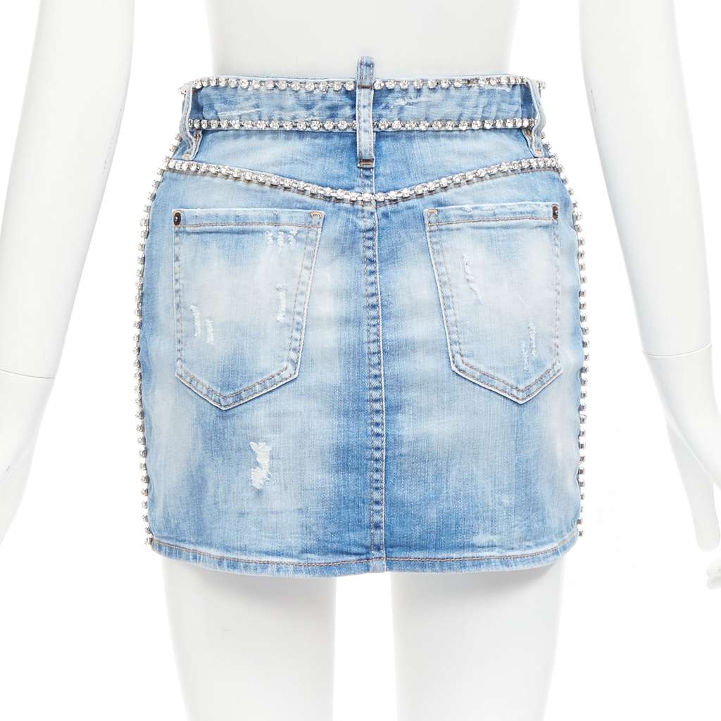 Dsquared2 Crystal Skirt Shorts Blue Cotton Never worn - Box View