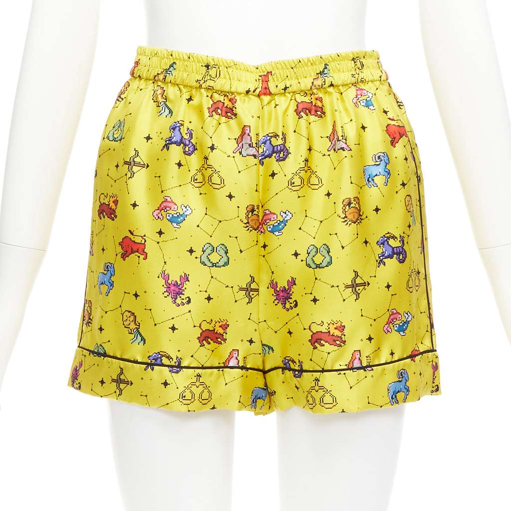 Dior Astrology Yellow Shorts Yellow Silk Never worn - Front View