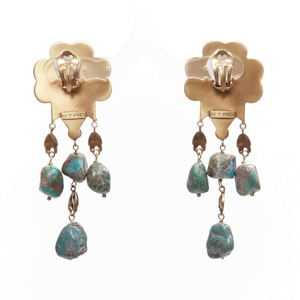 Etro Enamel Flower Earrings Grey Metal Very good - Inside View