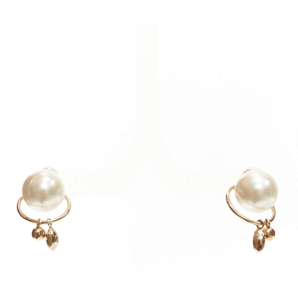 Dior Crystal Hoop Earrings Gold Pearl Very good - Inside View