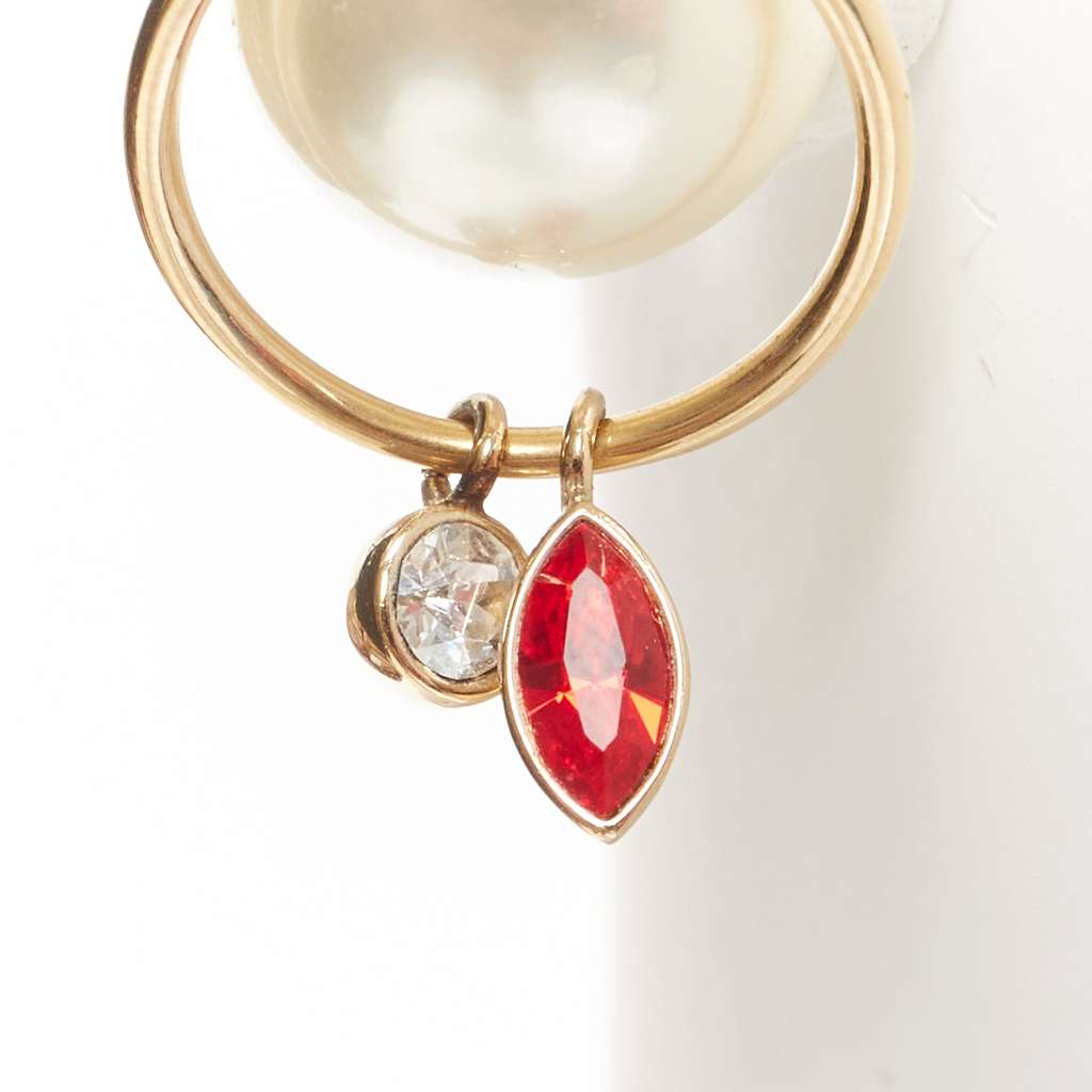 Dior Crystal Hoop Earrings Gold Pearl Very good - Box View