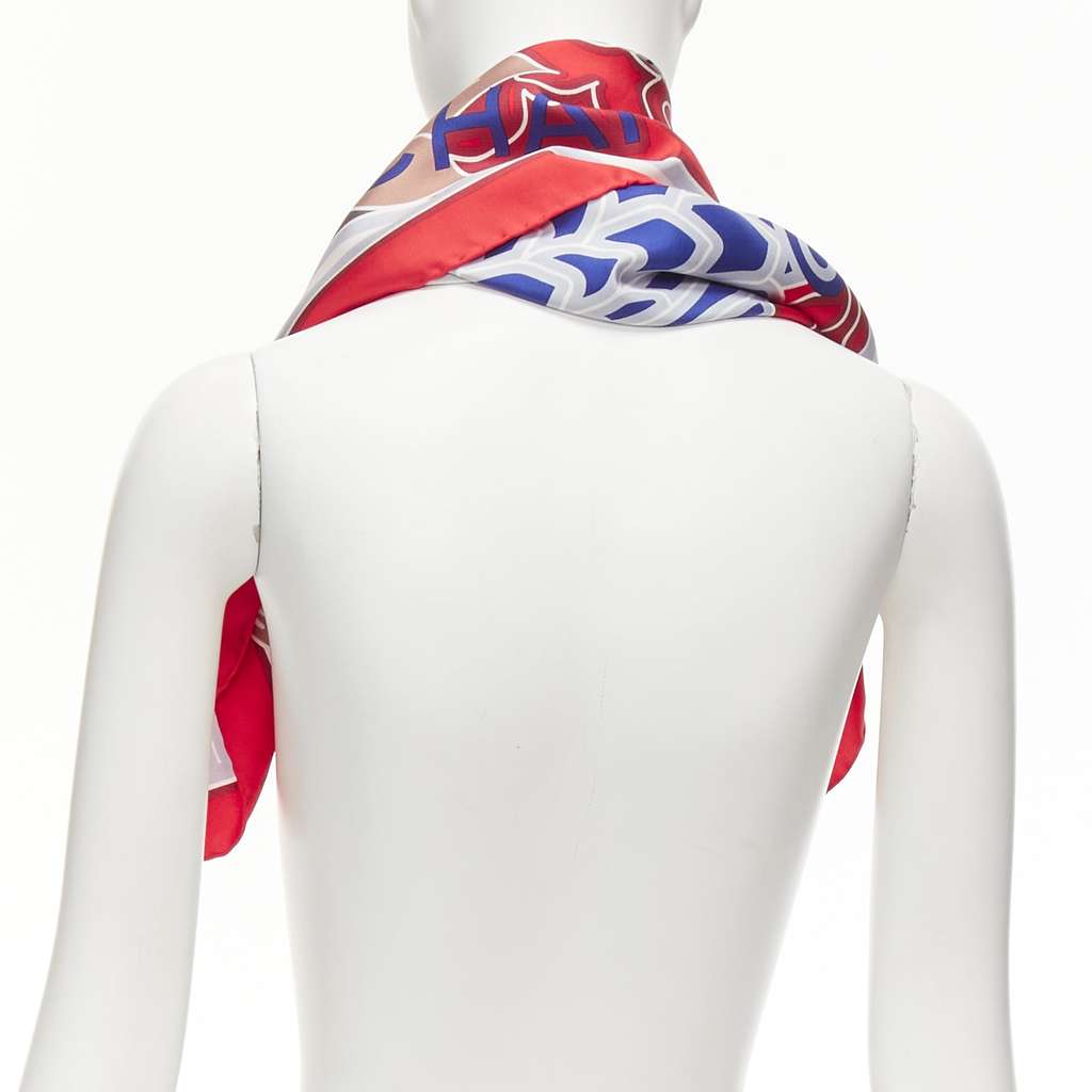 Chanel Lion Palm Scarf Red Silk Never worn - Box View