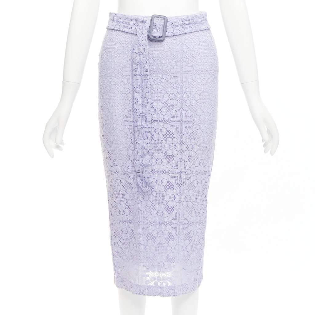Burberry Lace Pencil Skirt Purple Cotton Very good - Front View