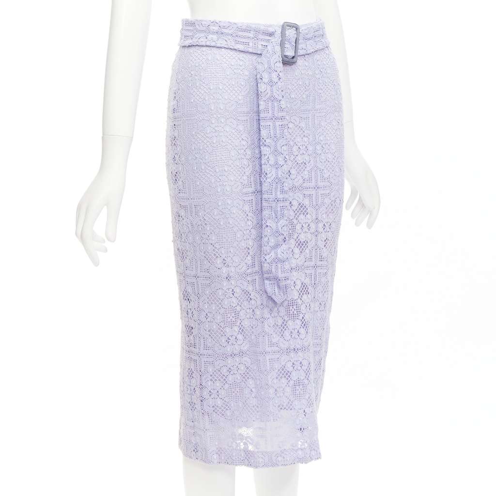 Burberry Lace Pencil Skirt Purple Cotton Very good - Inside View