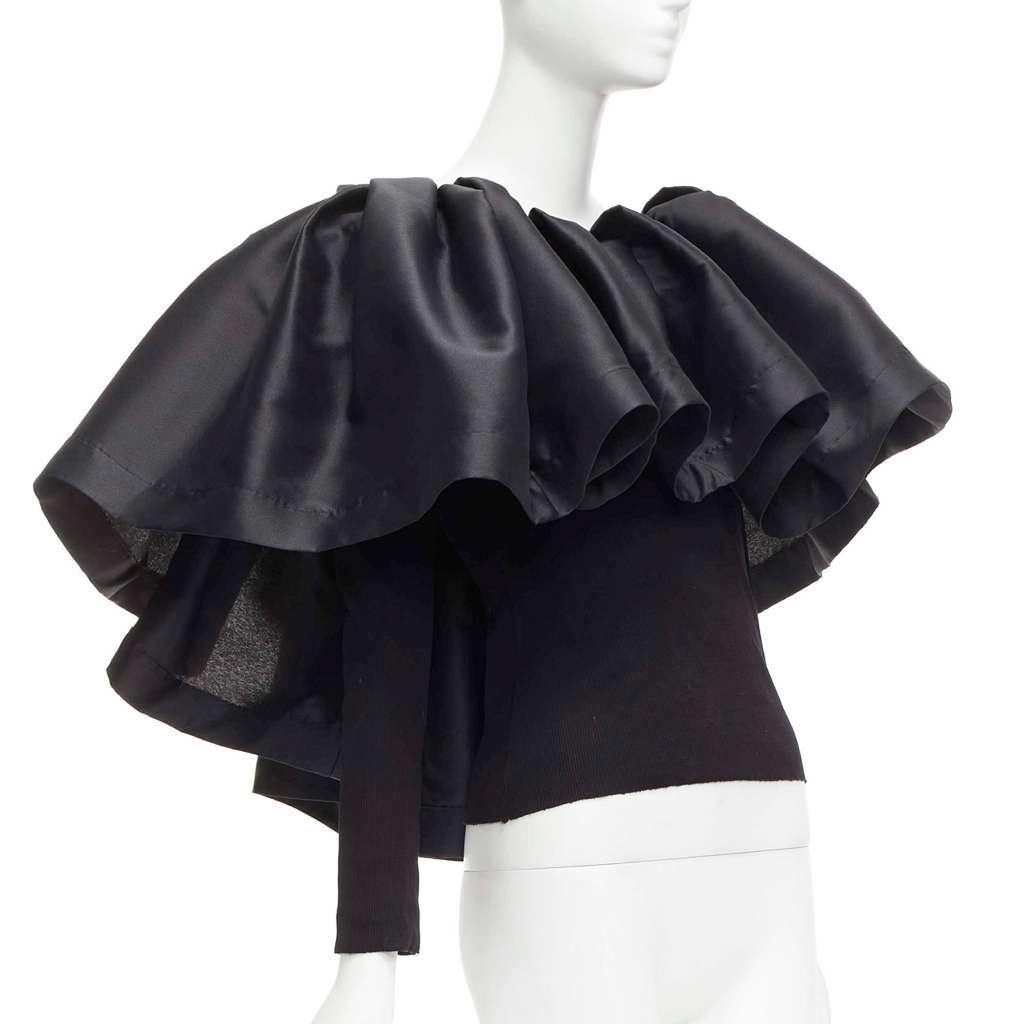 Marques Almeida Puff Ruffle Sweater Black Cotton Very good - Front View