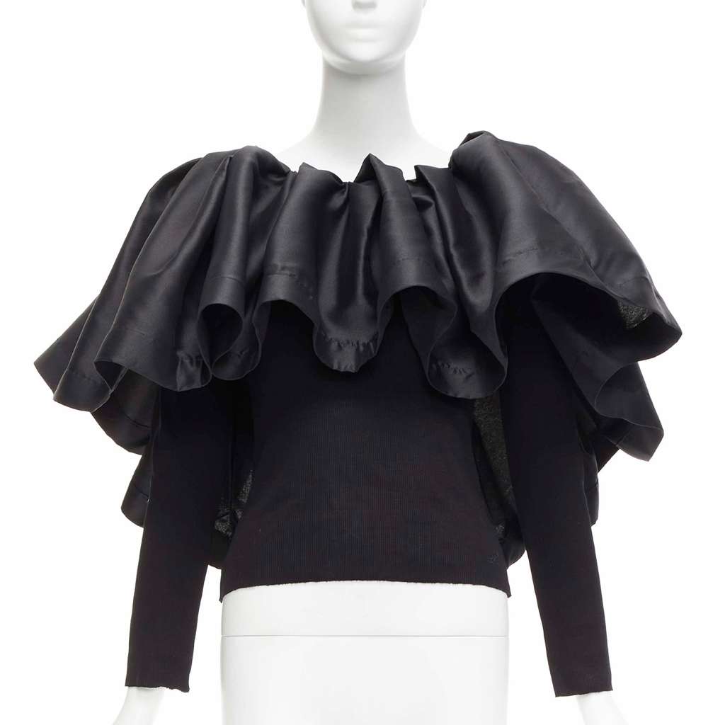 Marques Almeida Puff Ruffle Sweater Black Cotton Very good - Inside View