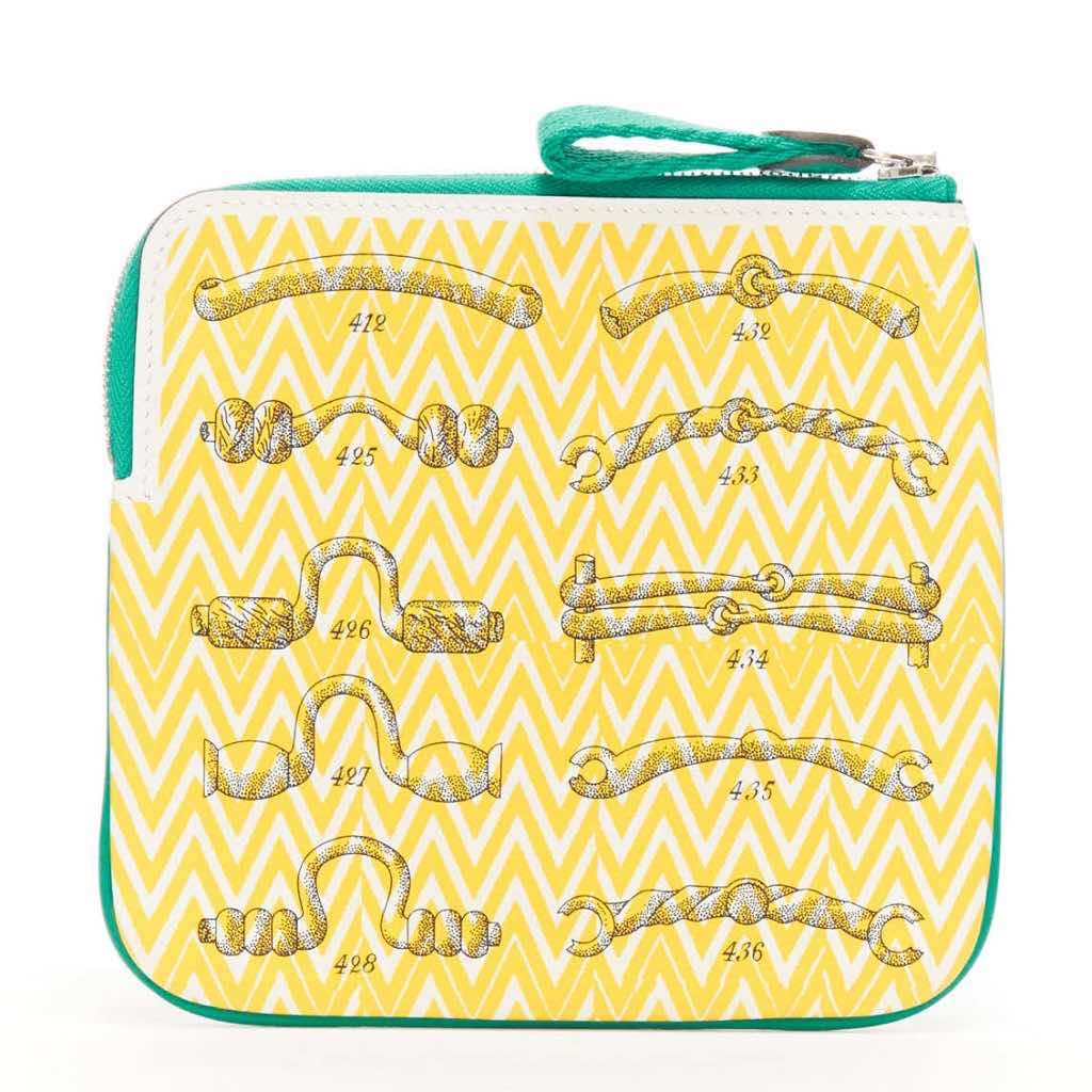 Hermès Carre pocket Pouch Green Leather Never worn - Back View