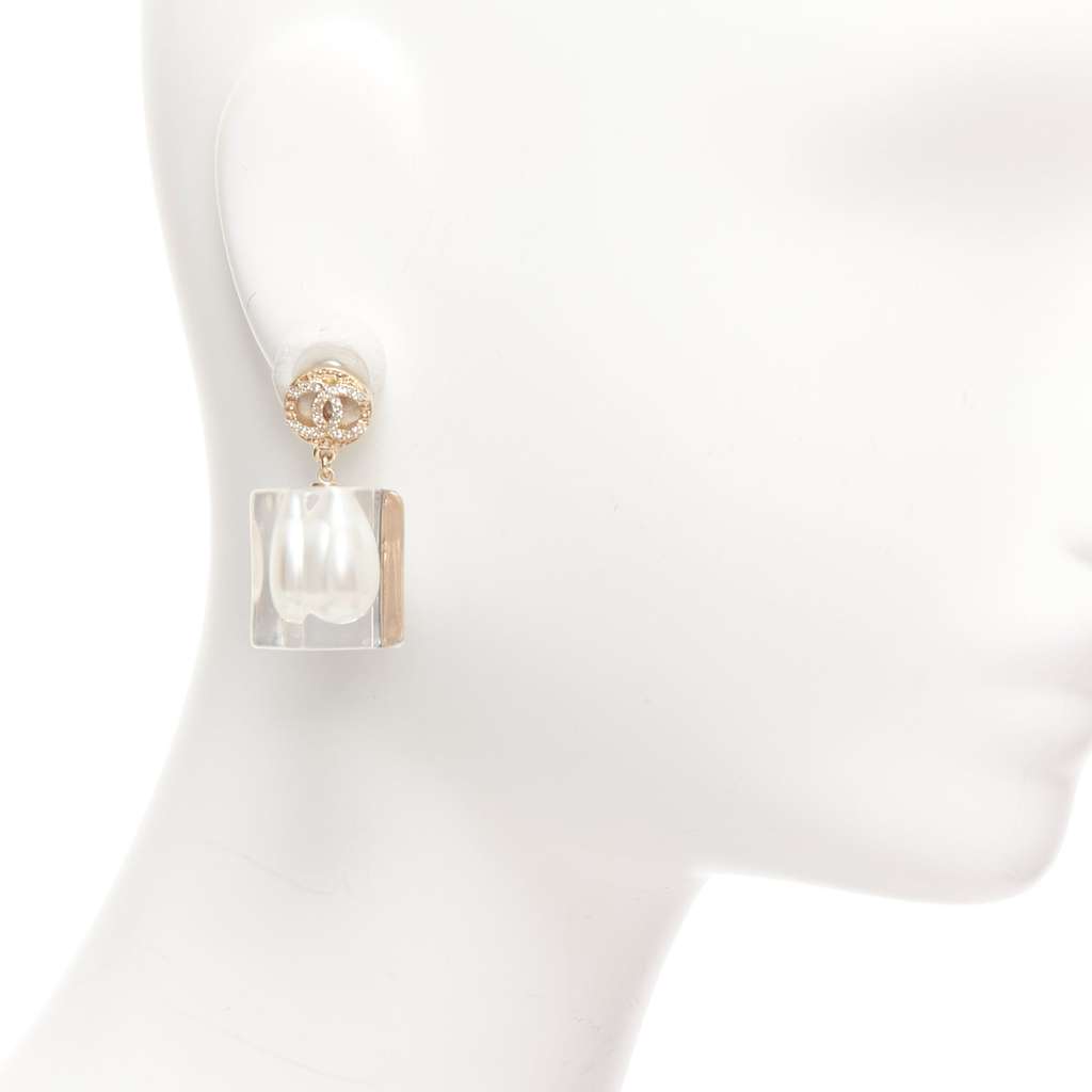 Chanel Encased Pearl Earrings White Pearl Never worn - Back View
