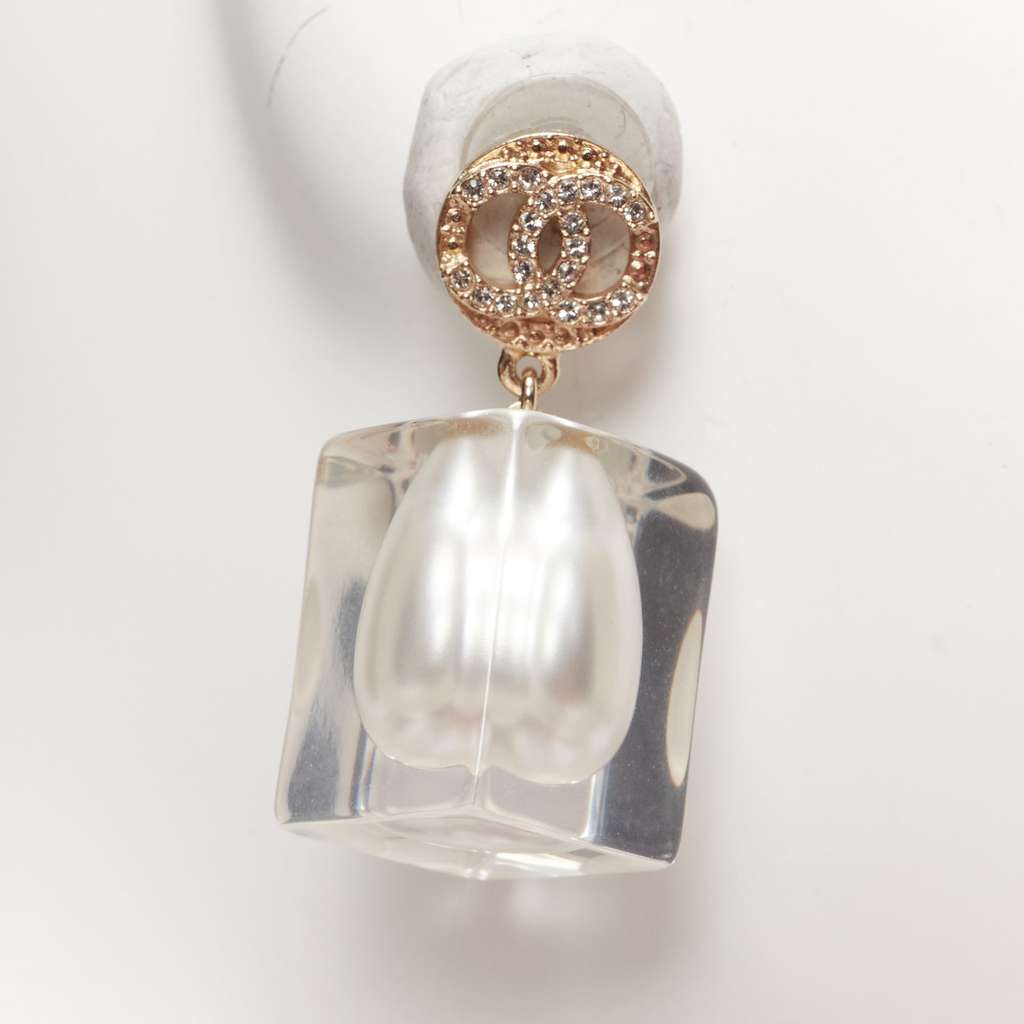 Chanel Encased Pearl Earrings White Pearl Never worn - Box View