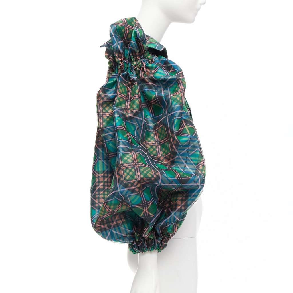 Chopova Lowena Plaid Puff Shirt Green Polyester Very good - Box View