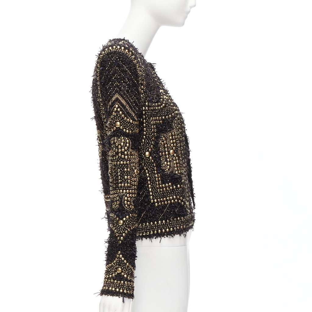 Balmain Gold Tweed Jacket Black Polyamide Never worn - Box View