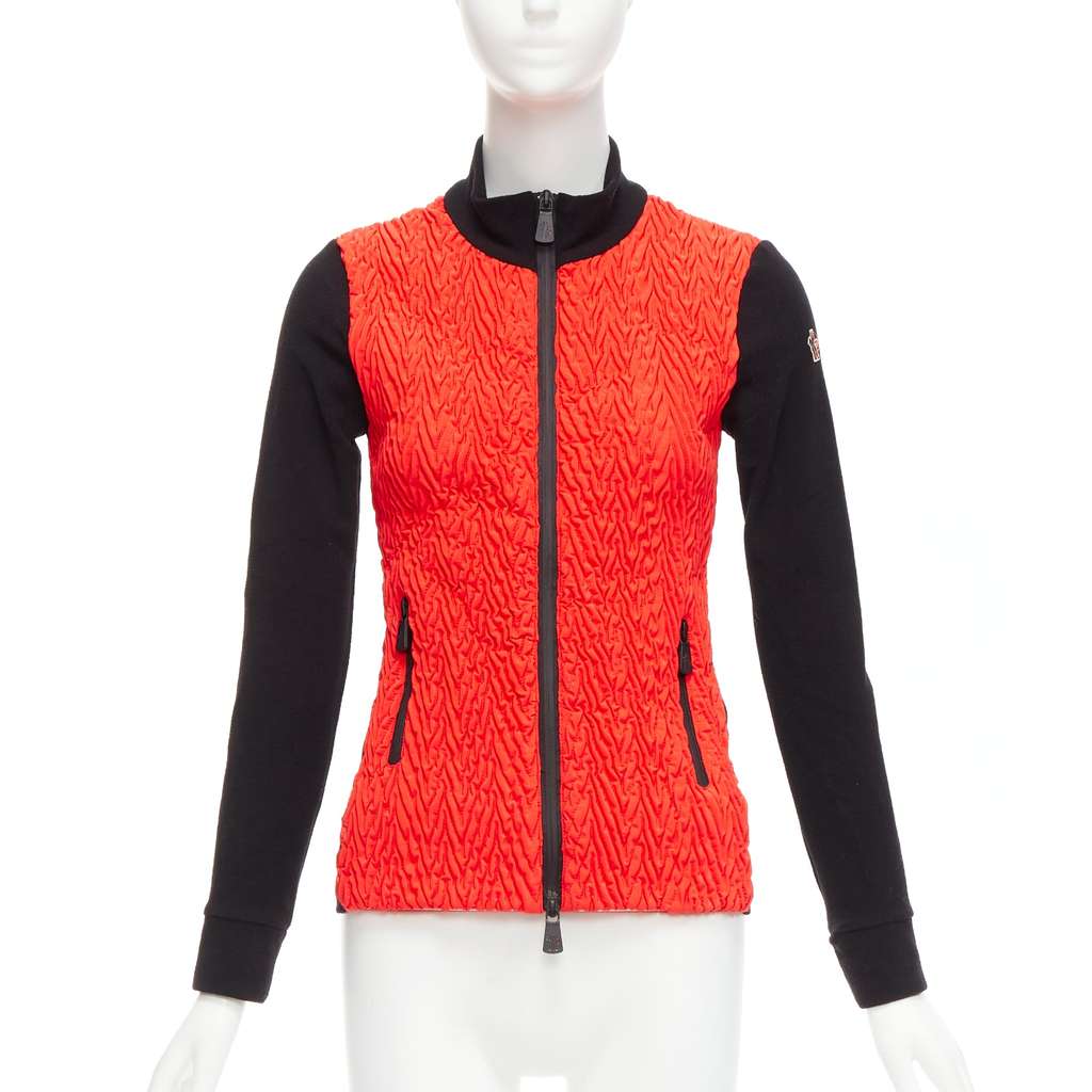 Moncler Red Chevron Fitted Jacket Orange Polyester Never worn, with tag - Front View