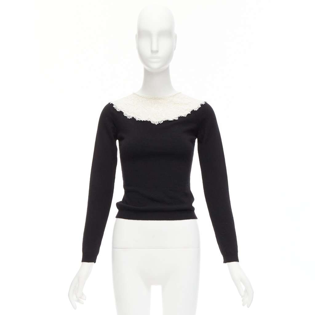 Valentino Garavani Beaded Lace Sweater Beige Wool Never worn - Back View