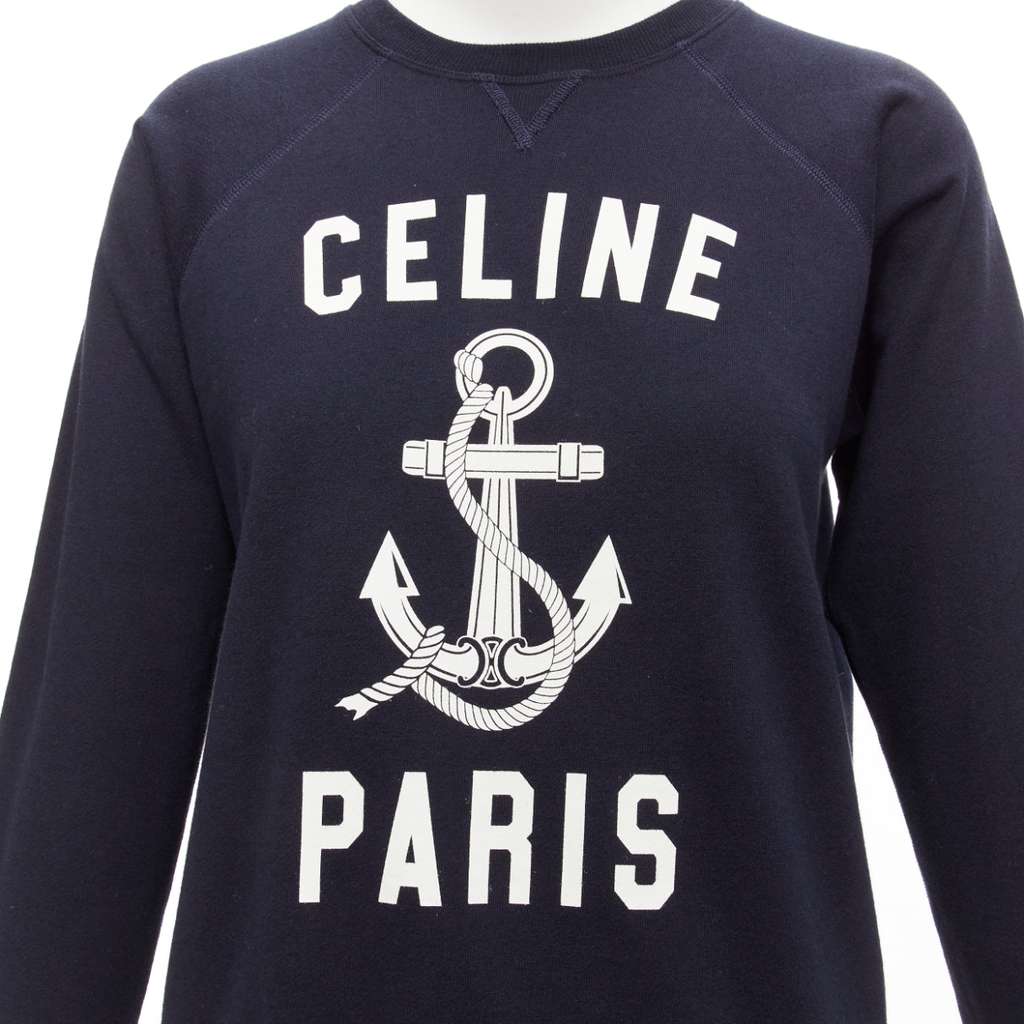 Celine Anchor Logo Sweatshirt Navy Cotton Fair - Back View