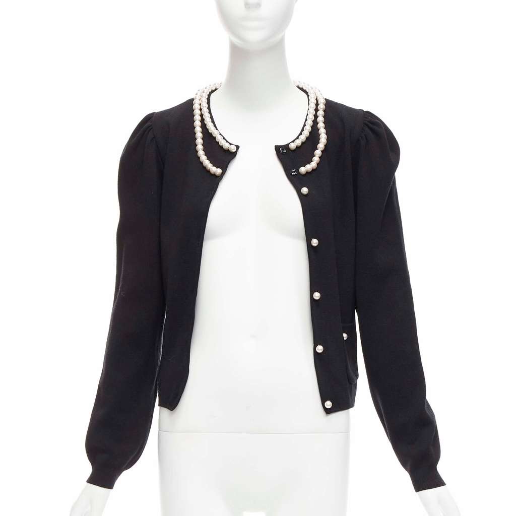 Moschino Pearl Collar Cardigan Black Polyamide Never worn - Inside View