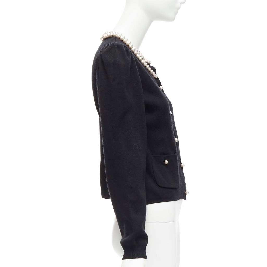 Moschino Pearl Collar Cardigan Black Polyamide Never worn - Box View