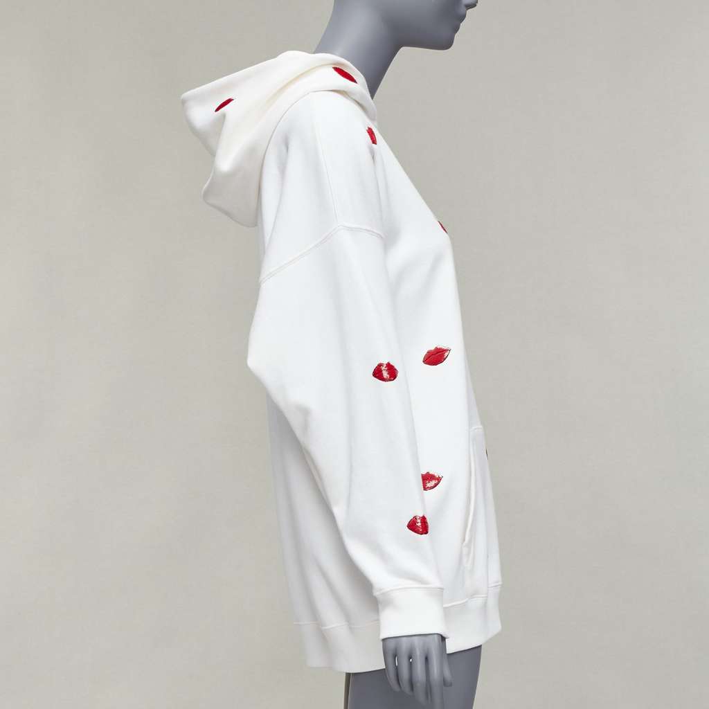 Valentino Garavani Sequin Lips Hoodie White Cotton Never worn - Model View