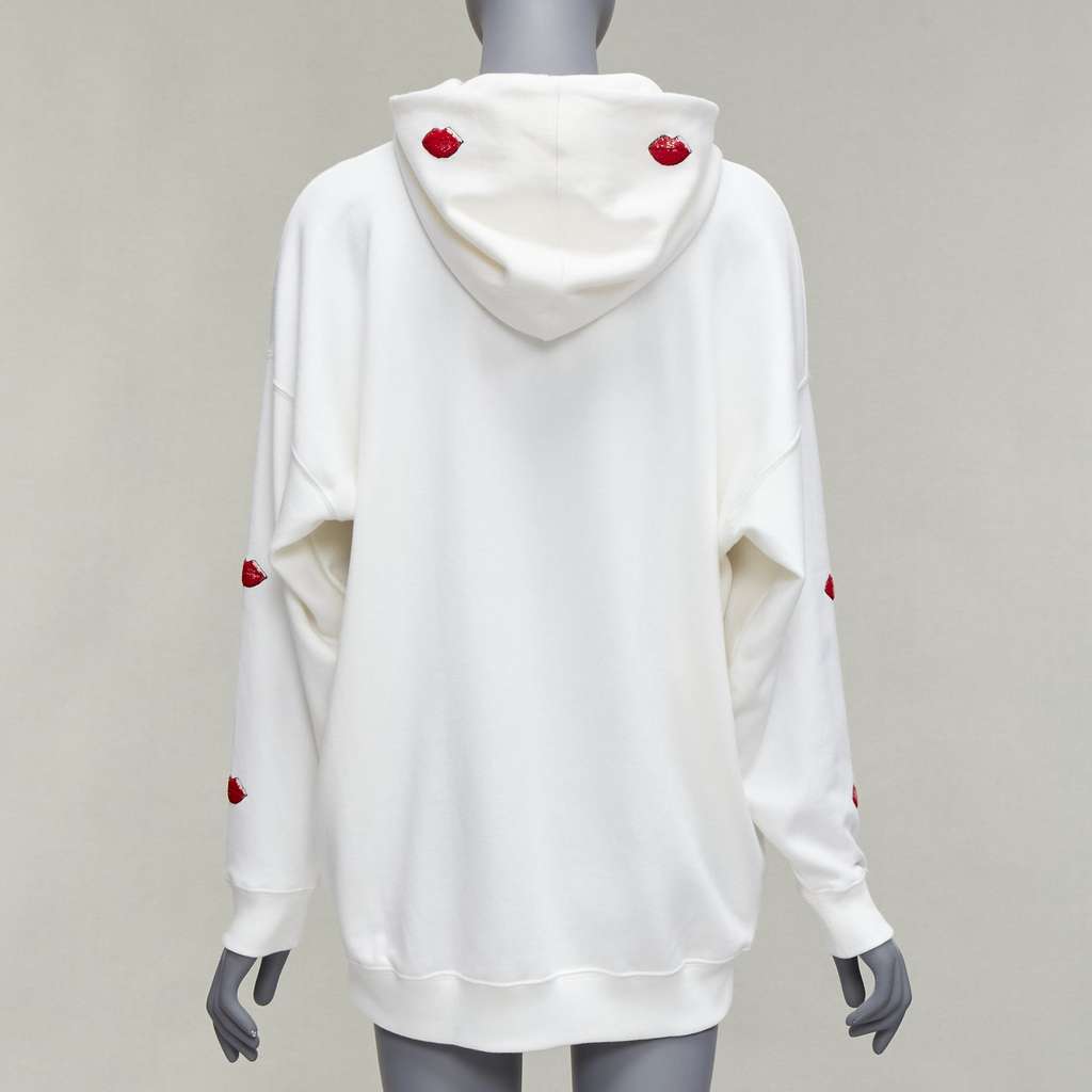 Valentino Garavani Sequin Lips Hoodie White Cotton Never worn - Box View