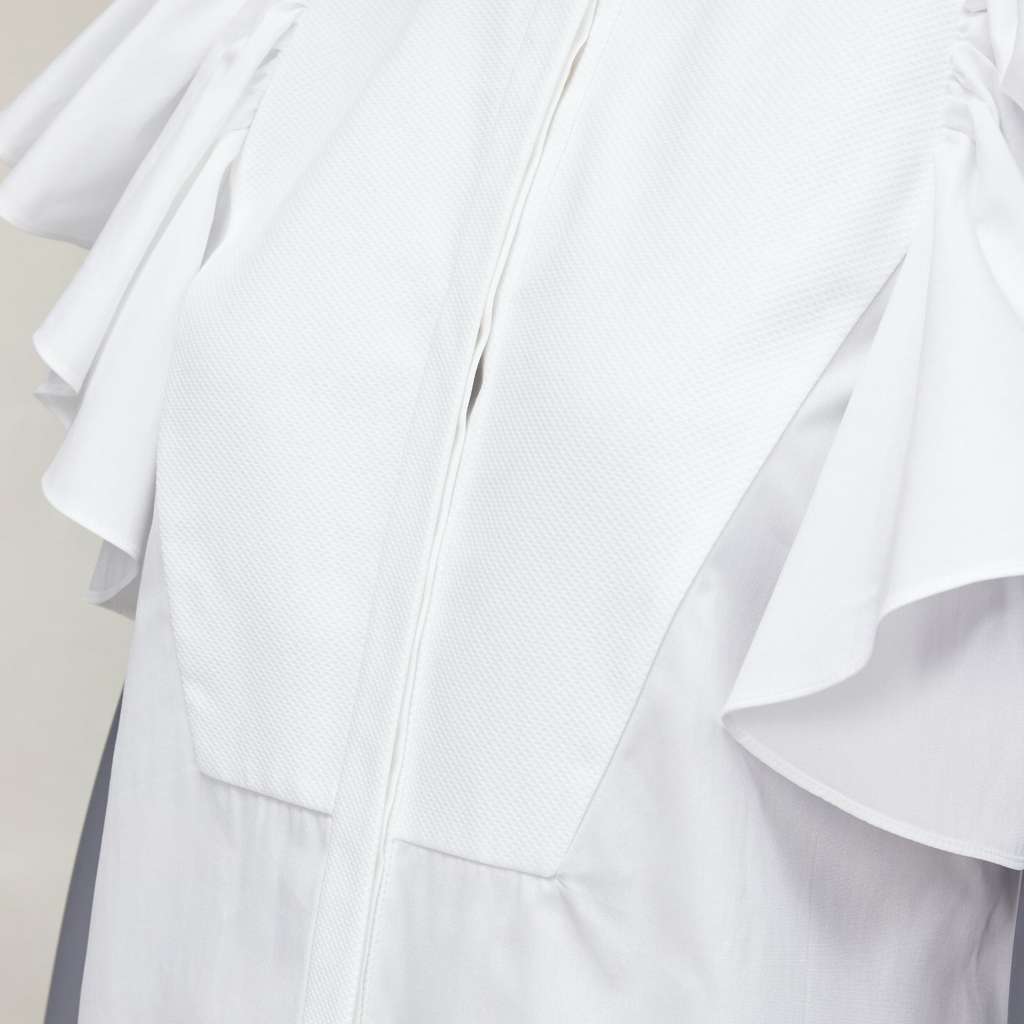 Alexander McQueen Frill Mandarin Shirt White Cotton Very good - Back View