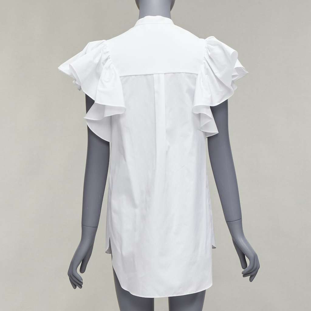 Alexander McQueen Frill Mandarin Shirt White Cotton Very good - Box View