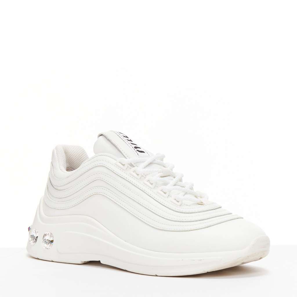 Miu Miu Crystal Heel Sneakers White Leather Very good - Inside View