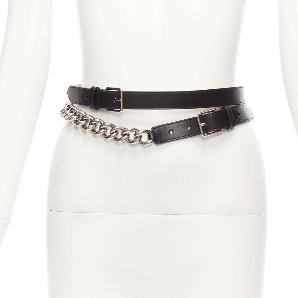 Alexander McQueen Tiger Buckle Copper Belt Black Leather Very good - Front View