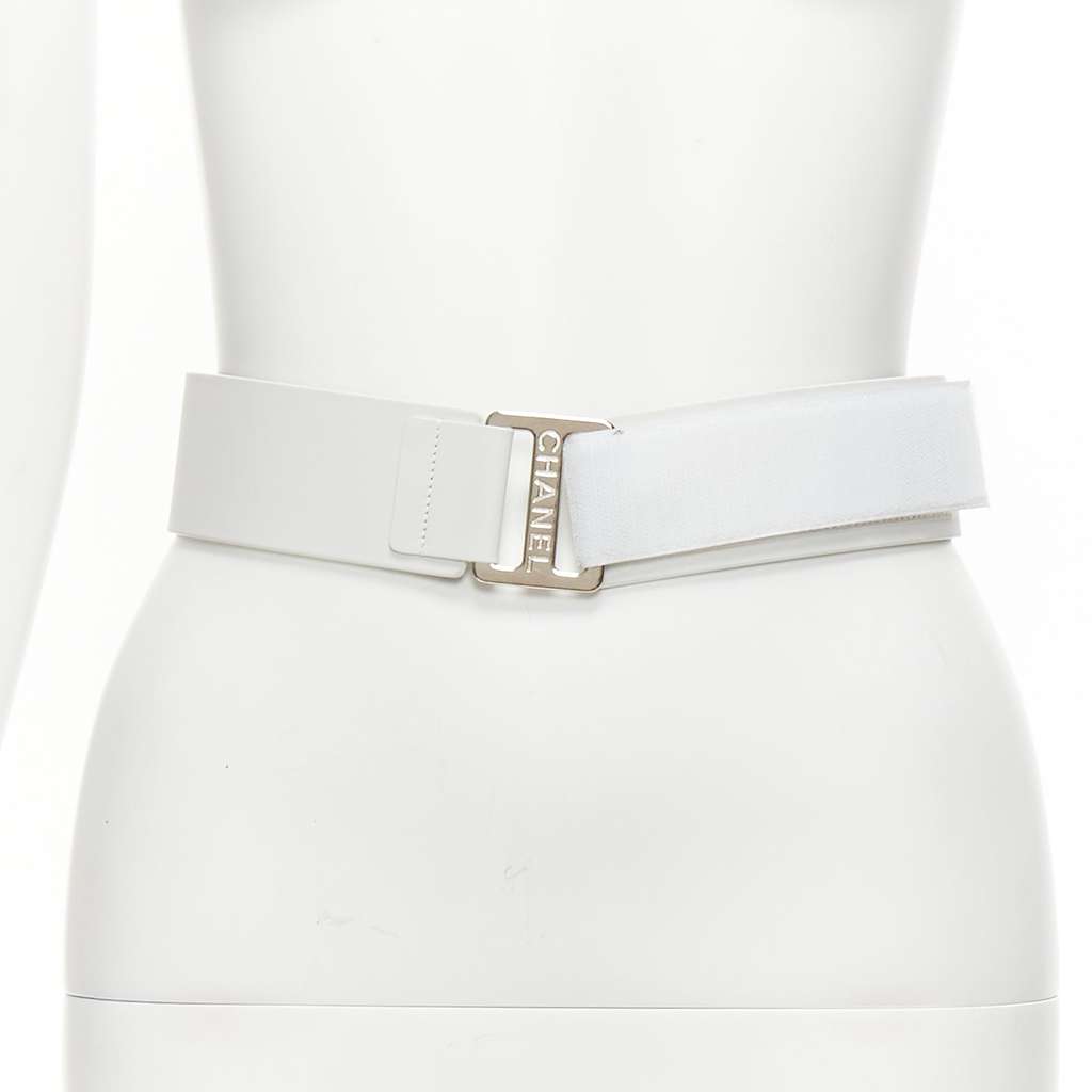 Chanel Pink Crystal Crab Belt White Leather Fair - Front View