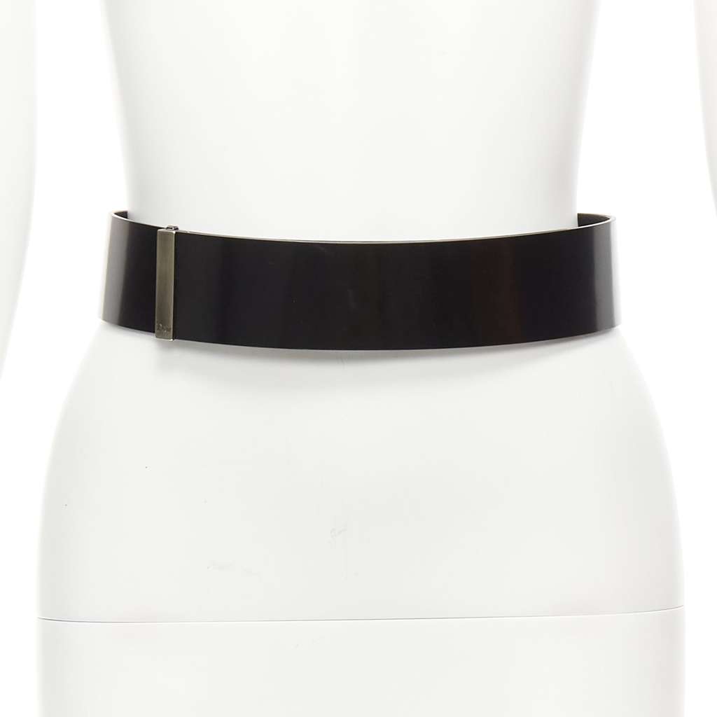 Dior Interlocking GG Chain Belt Black Leather Good - Front View