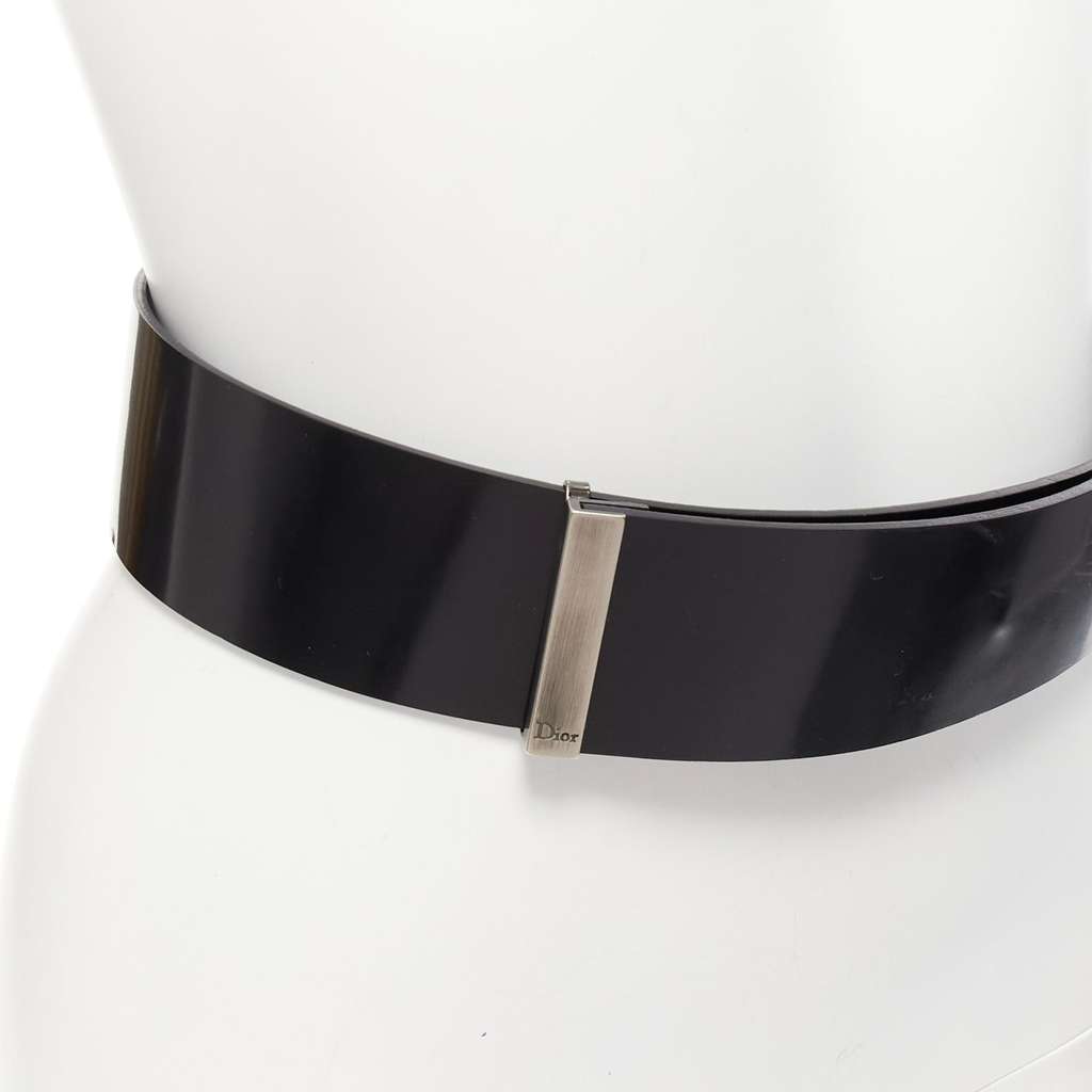Dior Interlocking GG Chain Belt Black Leather Good - Back View