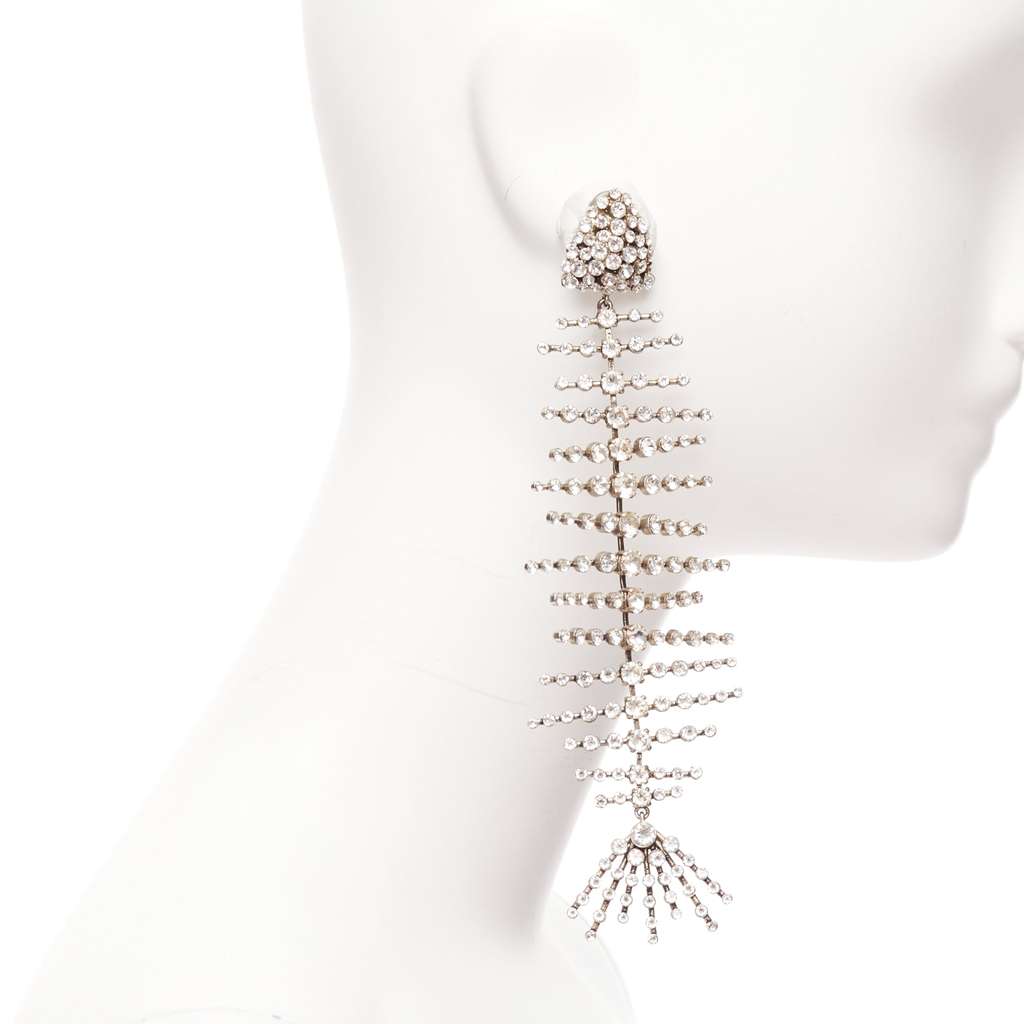 Saint Laurent Fish Bone Earrings Silver Metal Very good - Inside View