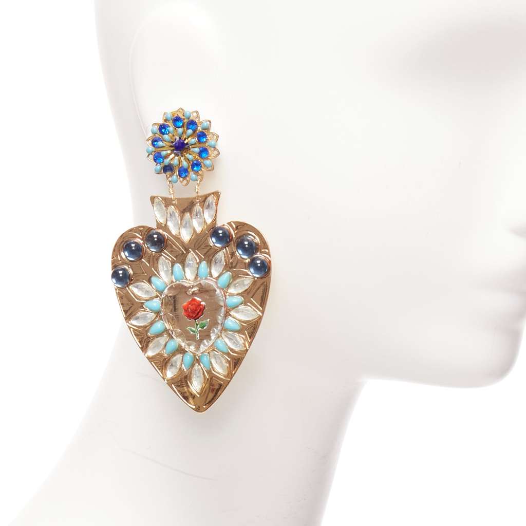 Mercedes Salazar Heart Resin Earrings Gold Metal Very good - Back View