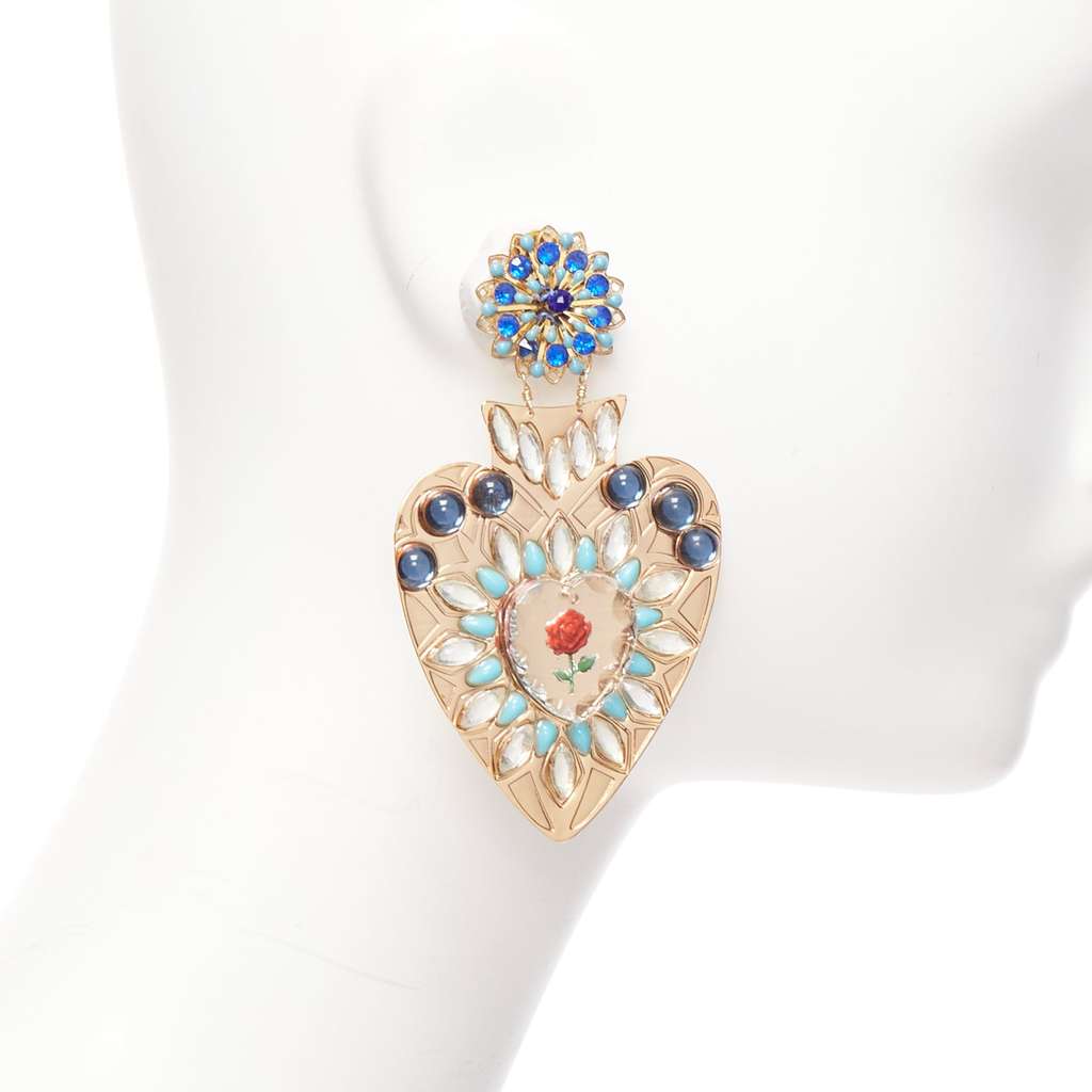 Mercedes Salazar Heart Resin Earrings Gold Metal Very good - Inside View