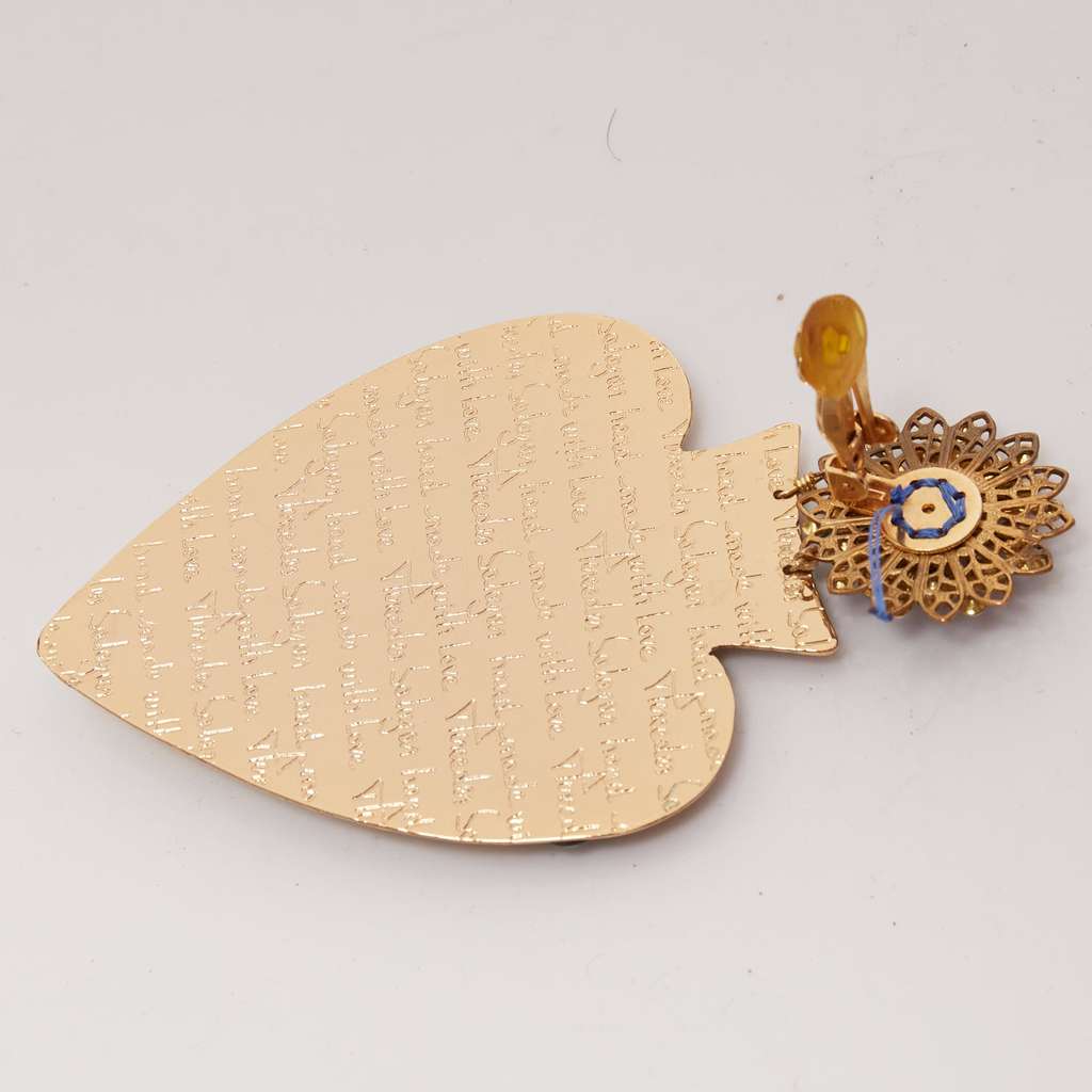 Mercedes Salazar Heart Resin Earrings Gold Metal Very good - Box View