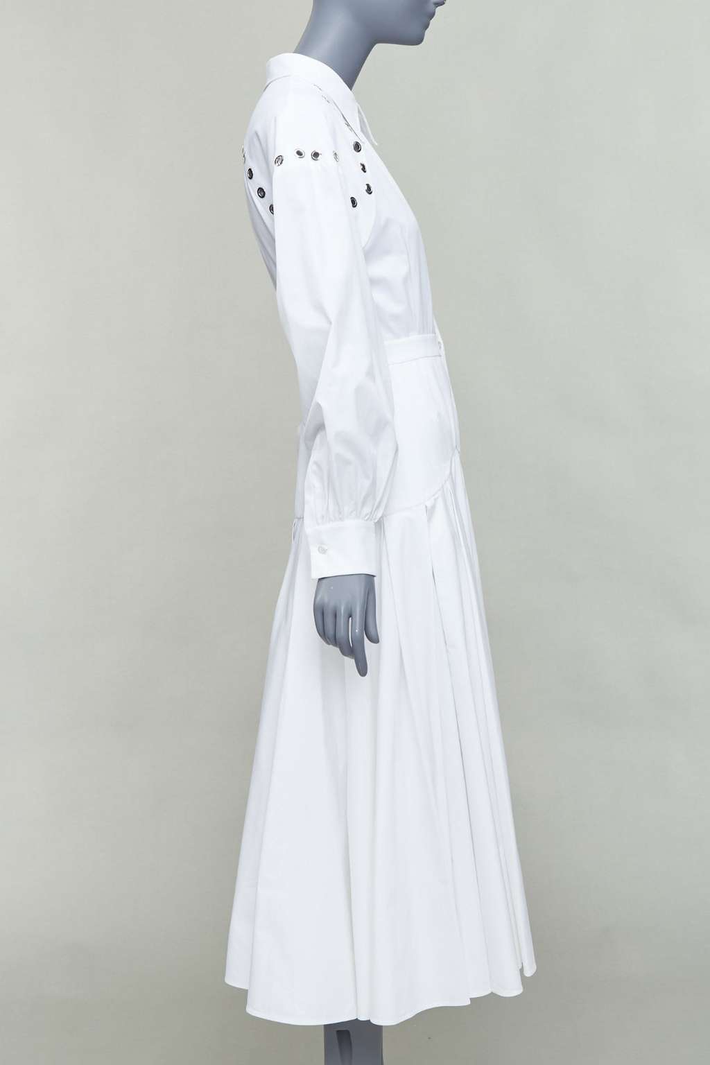 Alexander McQueen Grommet Midi Dress White Cotton Good - Model View
