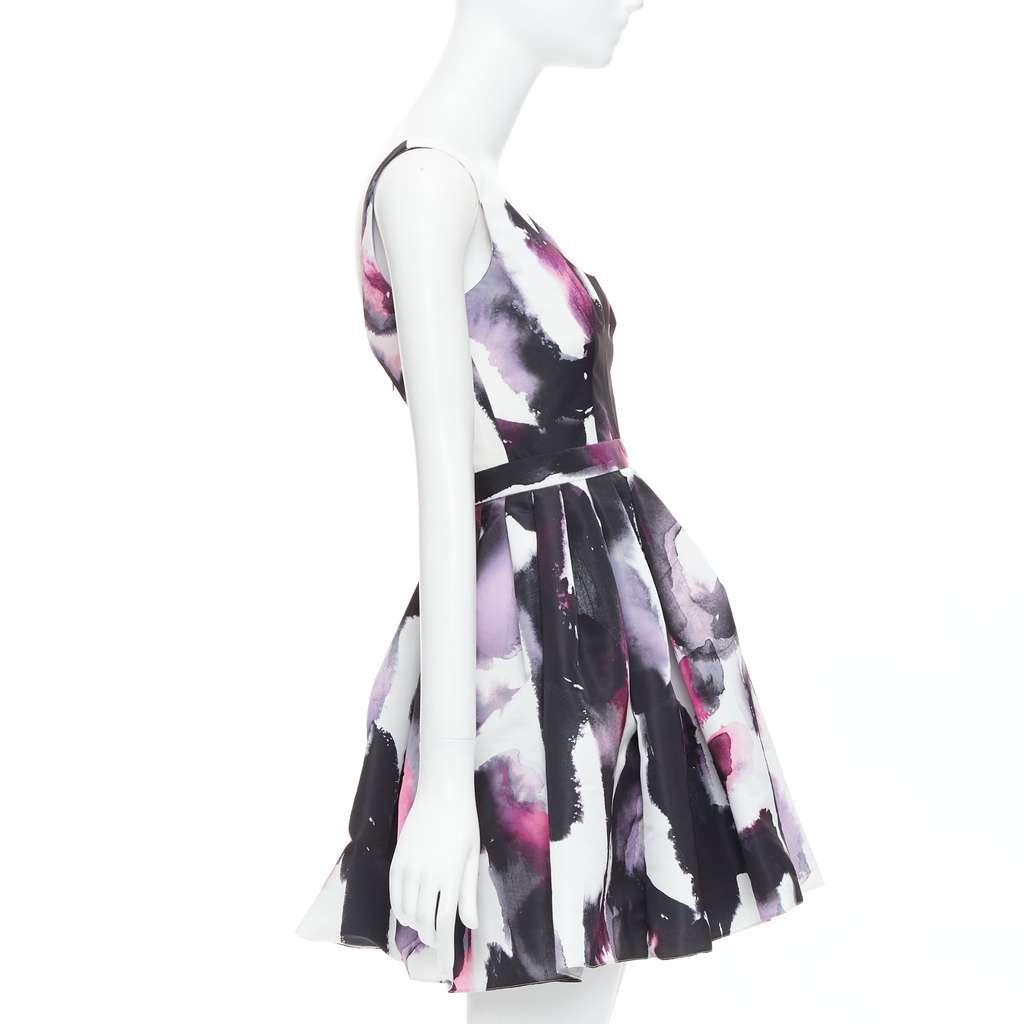 Alexander McQueen Graffiti Flared Dress Purple Polyester Never worn - Model View