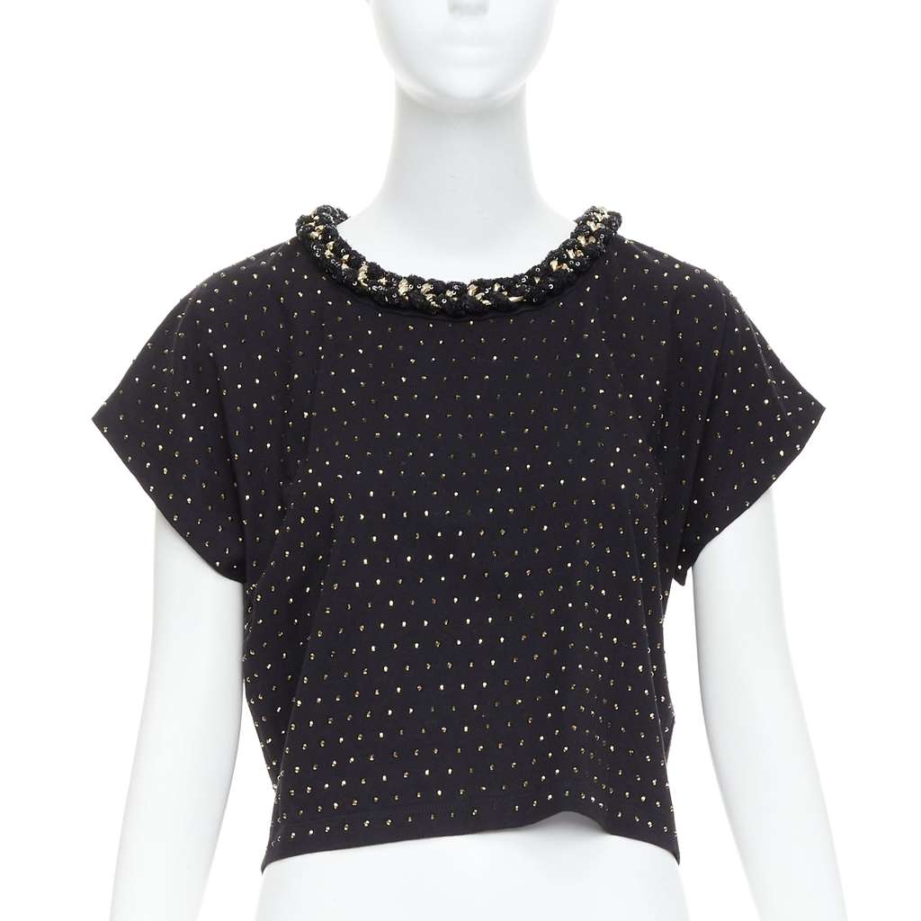 Balmain Crystal Chain Shirt Black Cotton Never worn - Front View