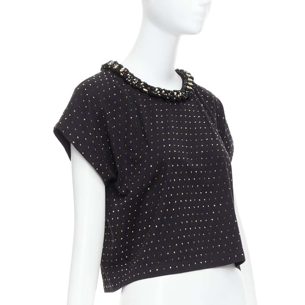 Balmain Crystal Chain Shirt Black Cotton Never worn - Inside View