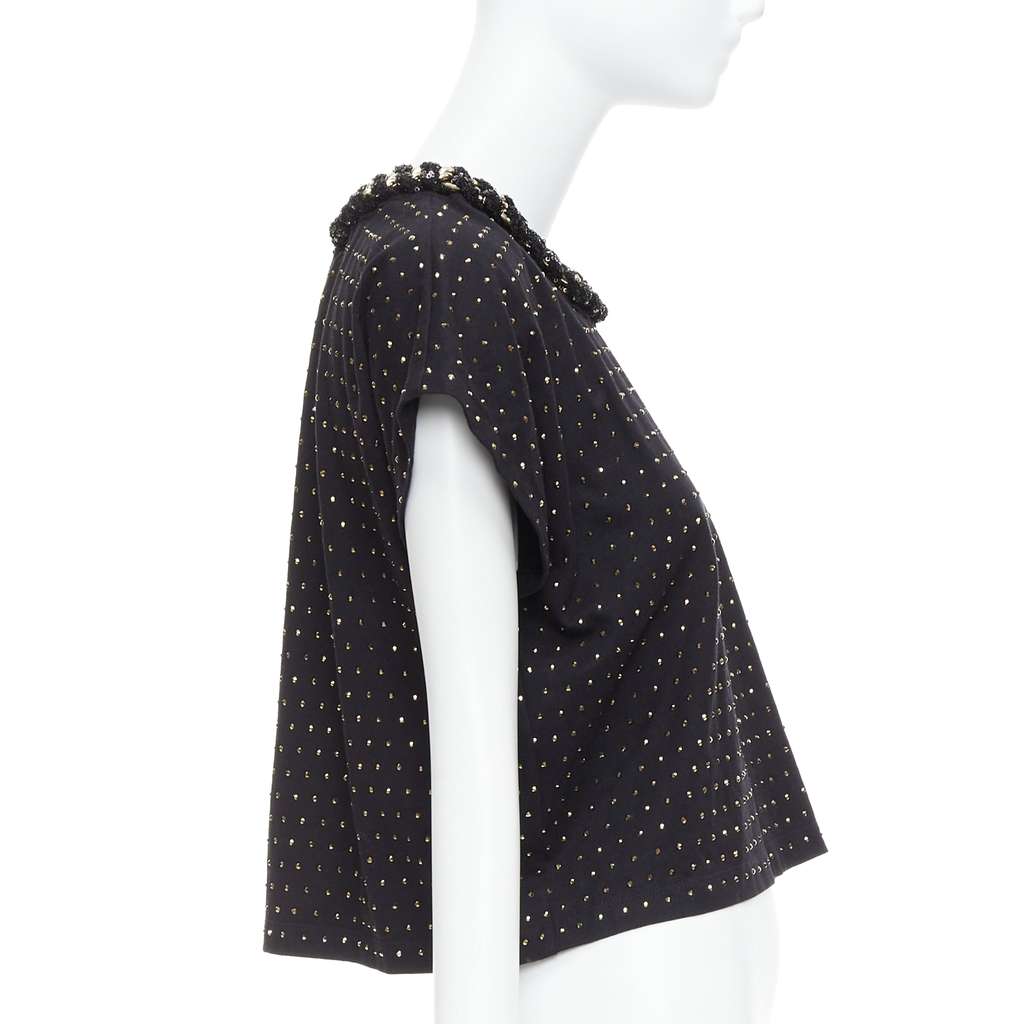 Balmain Crystal Chain Shirt Black Cotton Never worn - Model View