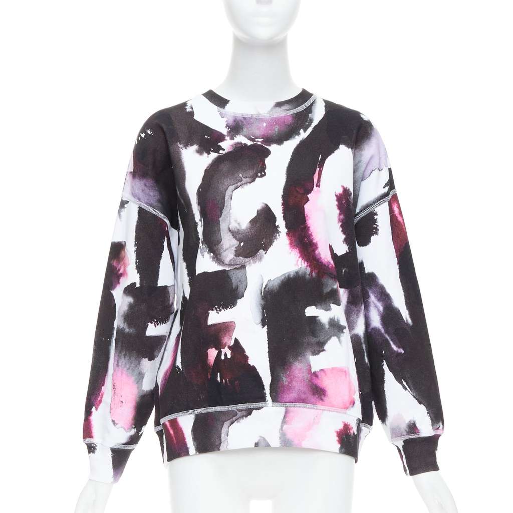 Alexander McQueen Watercolor Logo Sweater White Cotton Never worn - Front View