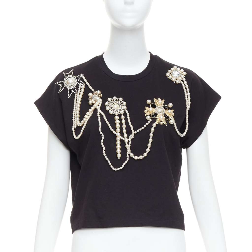 Balmain Pearl Bead Shirt Black Cotton Never worn - Front View