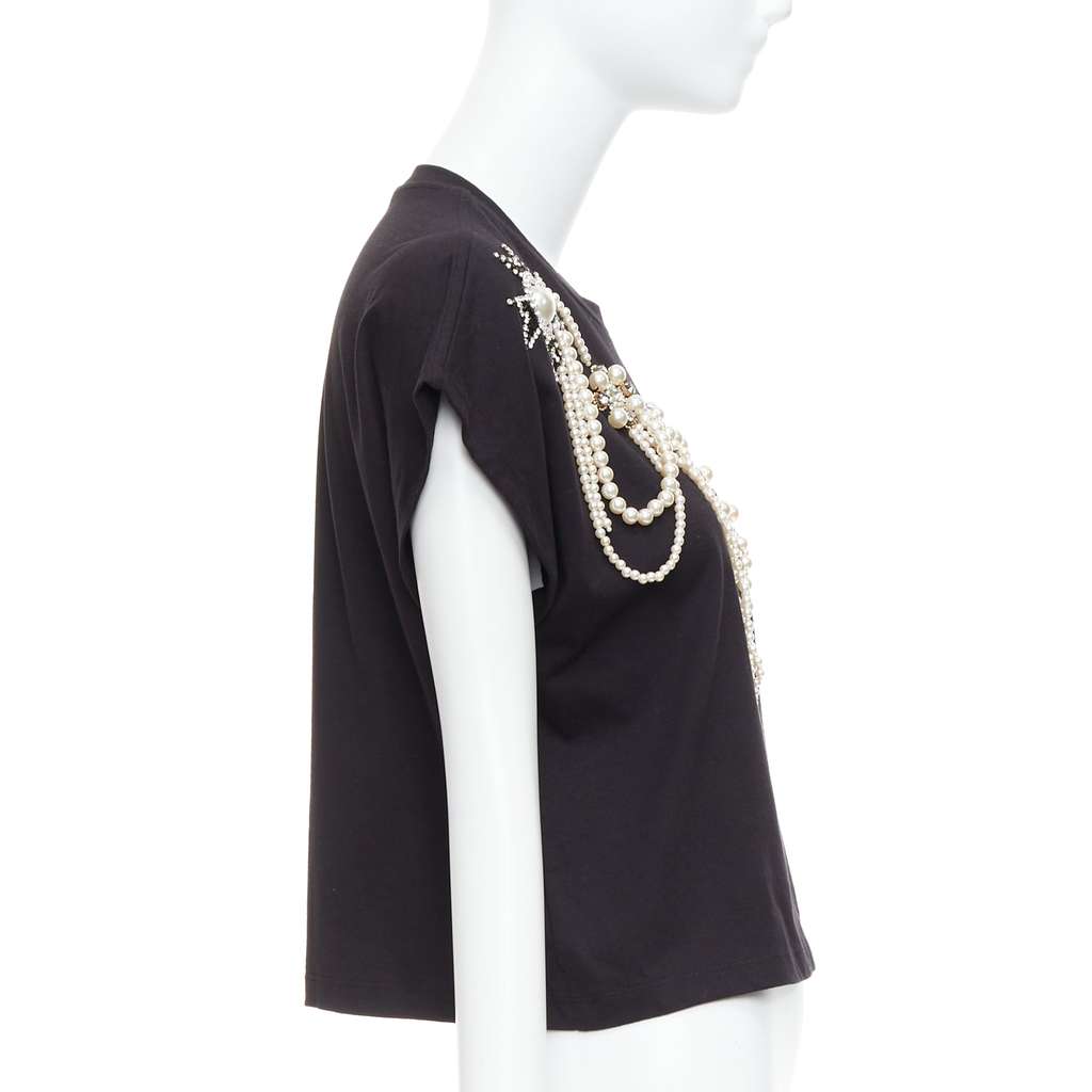 Balmain Pearl Bead Shirt Black Cotton Never worn - Model View